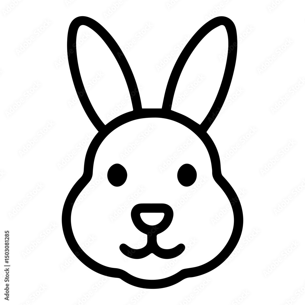 Obraz premium rabbit face icon on white background vector Vector line icon animals
