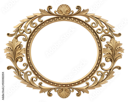 Elegant ornate gold frame with detailed floral and foliage decorations on black background