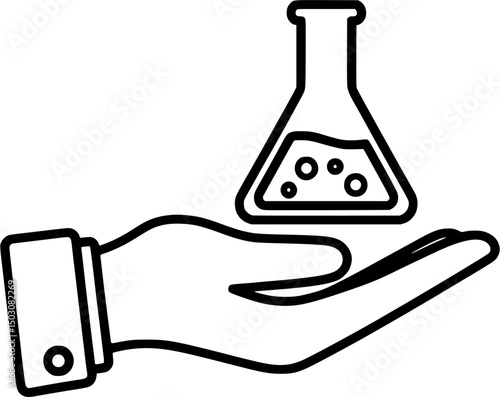 Laboratory Flask in Hand Outline Icon