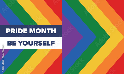 LGBT Pride Month in June. Lesbian Gay Bisexual Transgender. Celebrated annual. LGBT flag. Rainbow love concept. Human rights and tolerance. Poster, card, banner and background. Vector illustration