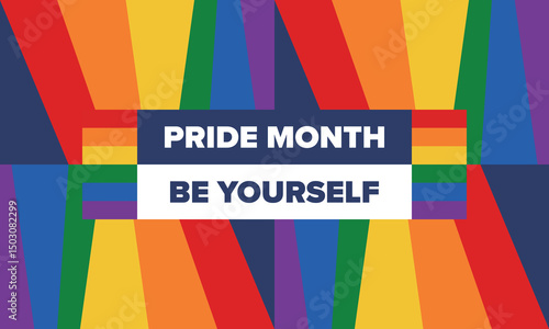LGBT Pride Month in June. Lesbian Gay Bisexual Transgender. Celebrated annual. LGBT flag. Rainbow love concept. Human rights and tolerance. Poster, card, banner and background. Vector illustration