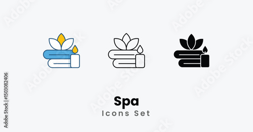 Spa Icons thin line and glyph vector icon stock illustration