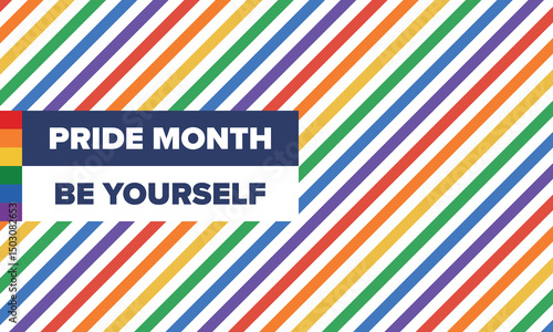 LGBT Pride Month in June. Lesbian Gay Bisexual Transgender. Celebrated annual. LGBT flag. Rainbow love concept. Human rights and tolerance. Poster, card, banner and background. Vector illustration