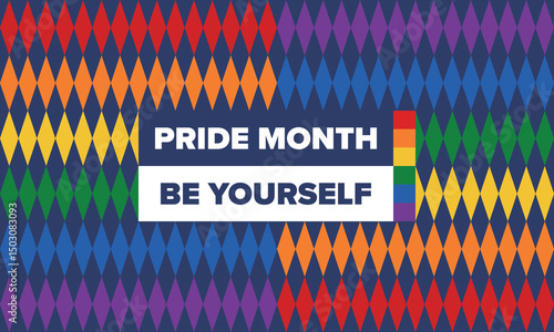 LGBT Pride Month in June. Lesbian Gay Bisexual Transgender. Celebrated annual. LGBT flag. Rainbow love concept. Human rights and tolerance. Poster, card, banner and background. Vector illustration