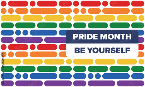 LGBT Pride Month in June. Lesbian Gay Bisexual Transgender. Celebrated annual. LGBT flag. Rainbow love concept. Human rights and tolerance. Poster, card, banner and background. Vector illustration