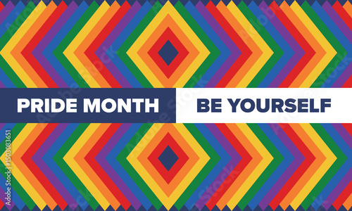 LGBT Pride Month in June. Lesbian Gay Bisexual Transgender. Celebrated annual. LGBT flag. Rainbow love concept. Human rights and tolerance. Poster, card, banner and background. Vector illustration