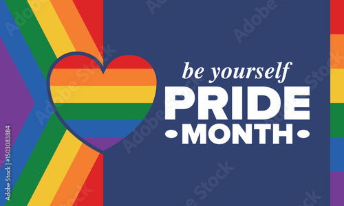LGBT Pride Month in June. Lesbian Gay Bisexual Transgender. Celebrated annual. LGBT flag. Rainbow love concept. Human rights and tolerance. Poster, card, banner and background. Vector illustration