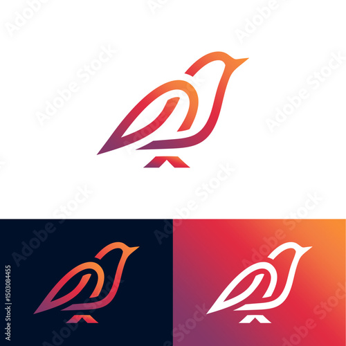 Line Art Bird Logo Design