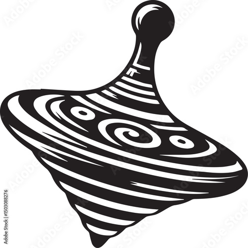spinning top silhouette, toy top vector, spinning toy illustration