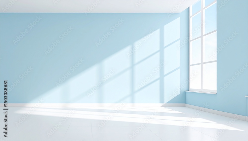 Fototapeta premium Minimalistic simple abstract light blue background for product presentation. 