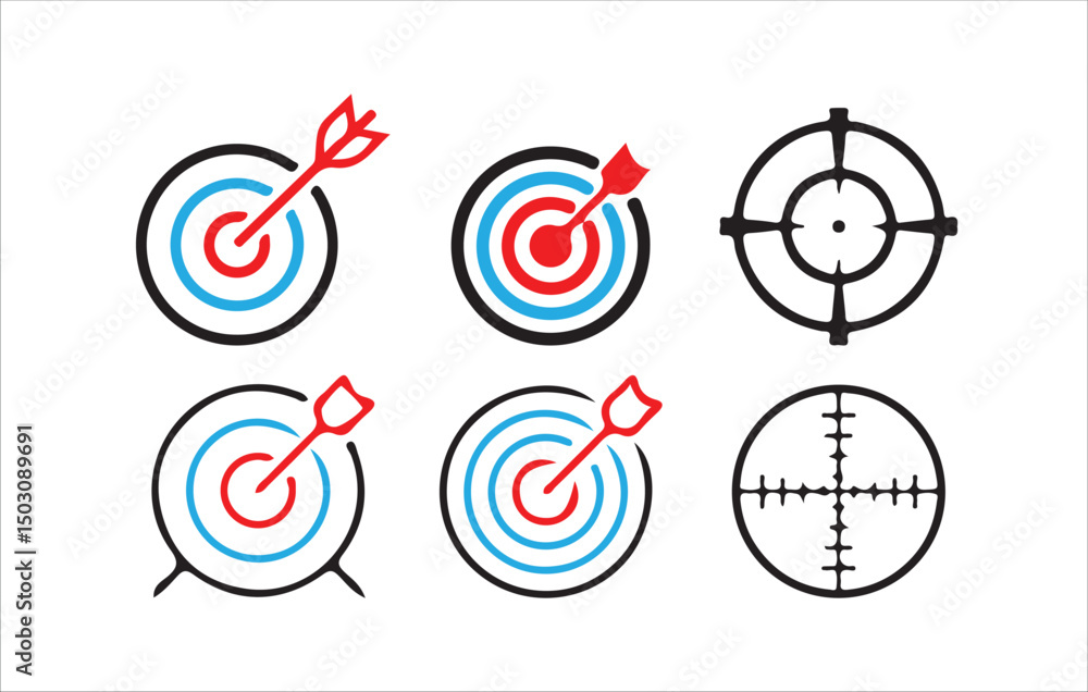 Target icon. Set of archery targets with arrows icon set. Target icon. Target, call, target icon. Victor illustration part 10. Target icon. Set of archery targets with arrows icon set. Target icon. Target, call, target icon. Victor illustration part 10.