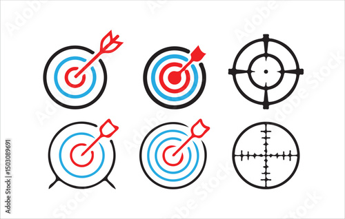 Target icon. Set of archery targets with arrows icon set. Target icon. Target, call, target icon. Victor illustration part 10.