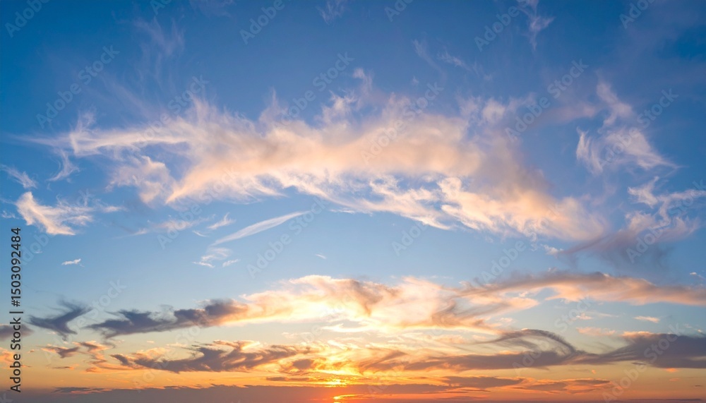 Obraz premium Twilight sunset with colorful clouds. Dramatic atmosphere created by the sunlight. 