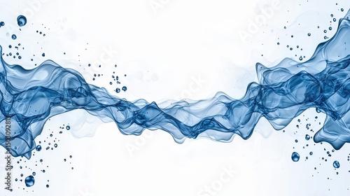 Ethereal Blue Watercolor Wave Stripe on White Background for Modern Art Design
