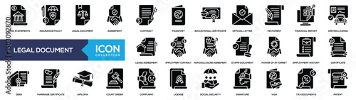 Legal Document Glyph Icon Collection