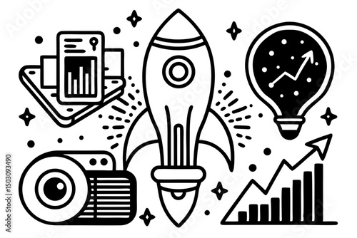 Startup Business Launch Rocket Idea Growth Marketing Strategy