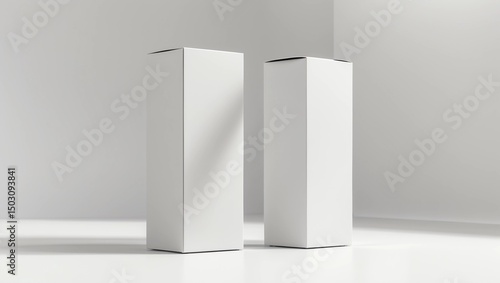 Tall white paper box mock up template on isolated white background, 3d illustration