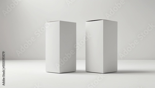 Tall white paper box mock up template on isolated white background, 3d illustration