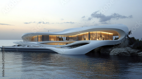 Wallpaper Mural stunning luxury architecture design featuring oceanfront property with unique, modern aesthetic Torontodigital.ca