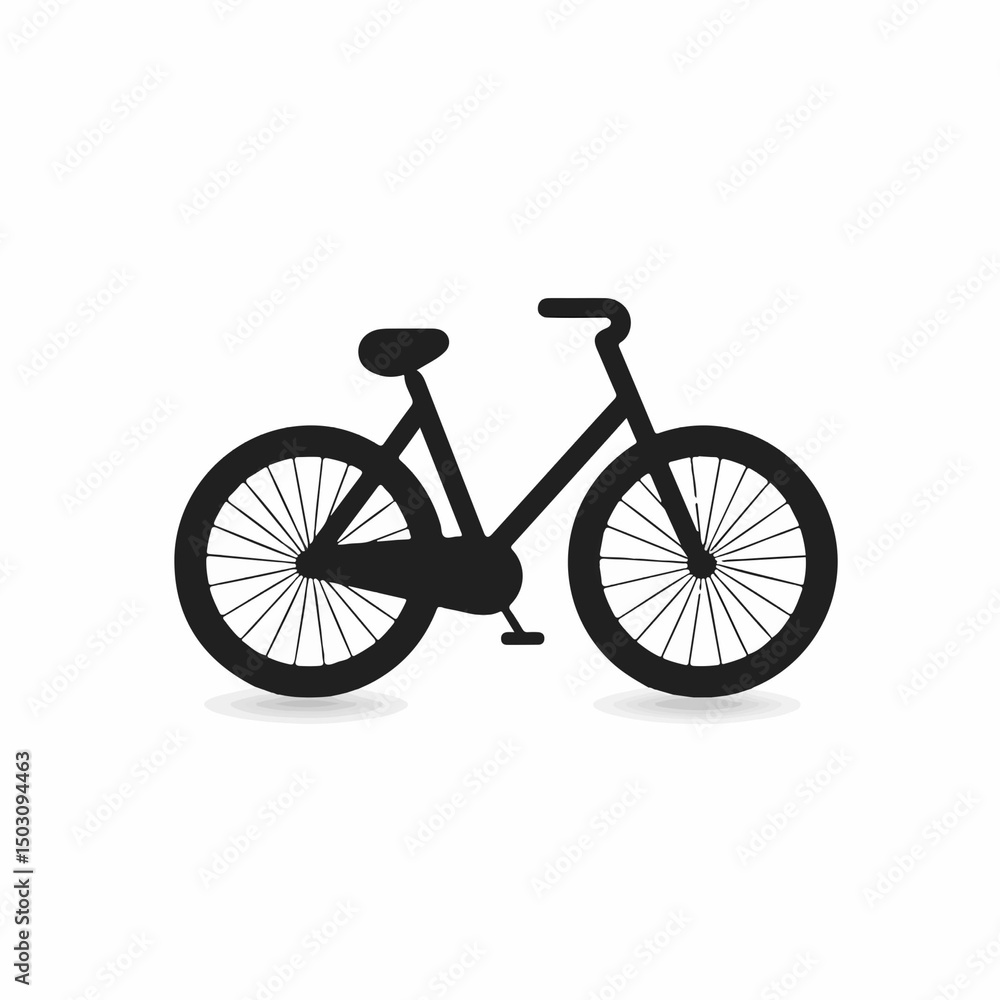 Fototapeta premium Silhouette Bicycle: A sleek silhouette of a bicycle against a clean backdrop, symbolizing eco-friendly transport, adventure, and the freedom of the open road. 