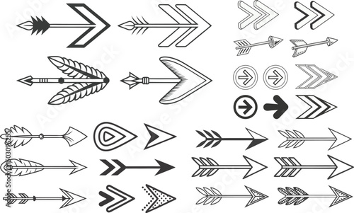 Minimalist Black and White Arrow Vector Icons Collection