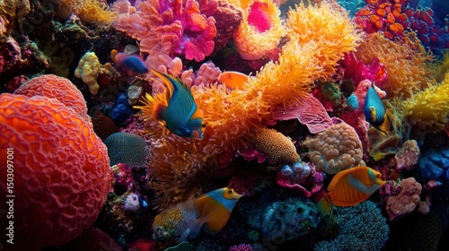 Wallpaper Mural Vibrant coral reef teeming with colorful fish Torontodigital.ca