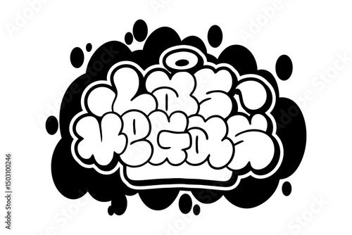 Graffiti throw-up text "LAS VEGAS" in bold vector style with black and white design on transparent background. Urban street art vibe, perfect for hip-hop, edgy posters, and graffiti projects.