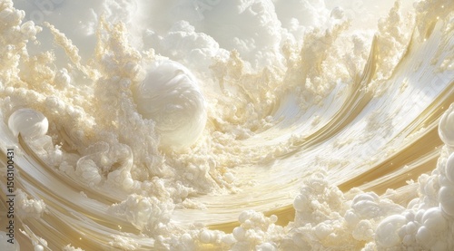 Abstract, swirling clouds of creamy white and pale gold
