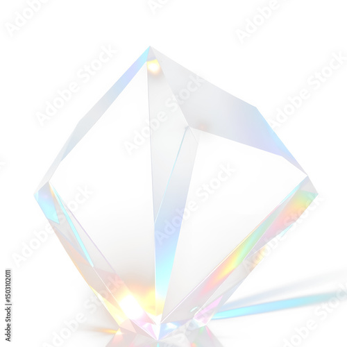 Crystal glow and prism sparkle beam over rainbow reflection and light flare, transparent background with PNG shine and glitter crystal elements in abstract design effect and crystal surface PNG.
