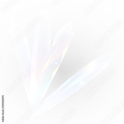Crystal glow and prism sparkle beam over rainbow reflection and light flare, transparent background with PNG shine and glitter crystal elements in abstract design effect and crystal surface PNG.