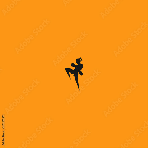 Muay thai fight logo flat vector design