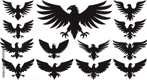 Majestic Heraldic Eagle Black and White Graphic Design