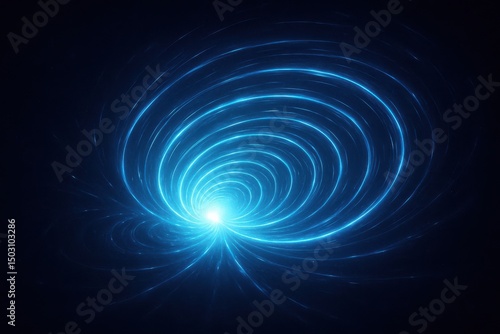 Swirling blue vortex creates a mesmerizing cosmic dance in the depths of the digital universe