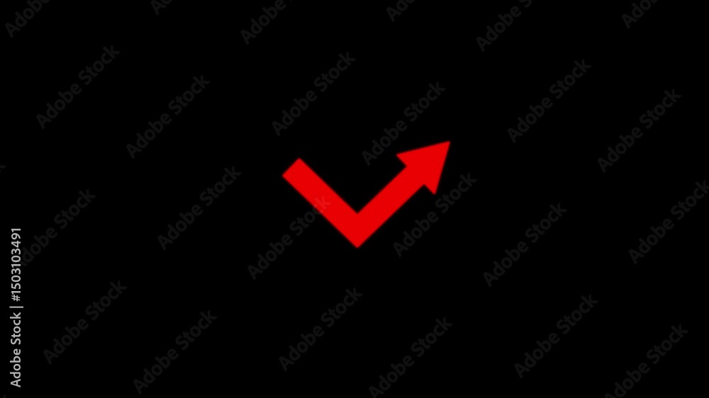 Animation of a check mark arrow icon. in black background Animation of a check mark arrow icon. in black background