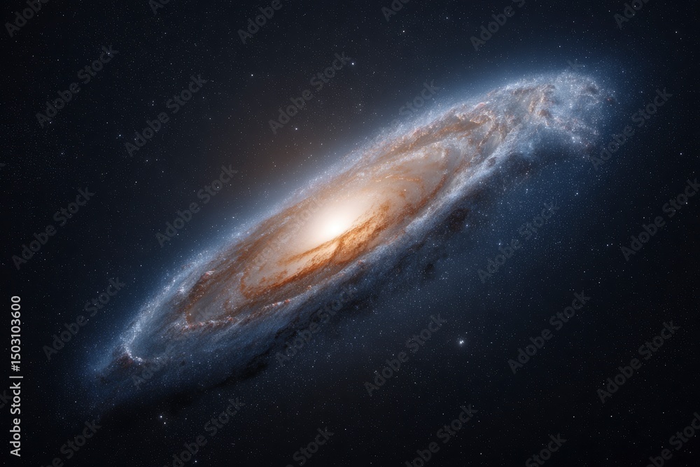 Fototapeta premium Spiral Galaxy: Celestial Swirl of Light and Stardust