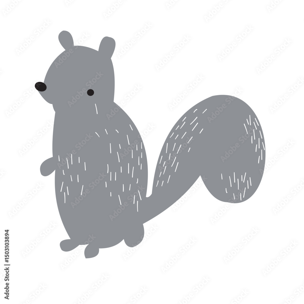 Naklejka premium Cute Cartoon Squirrel Illustration - VECTOR
