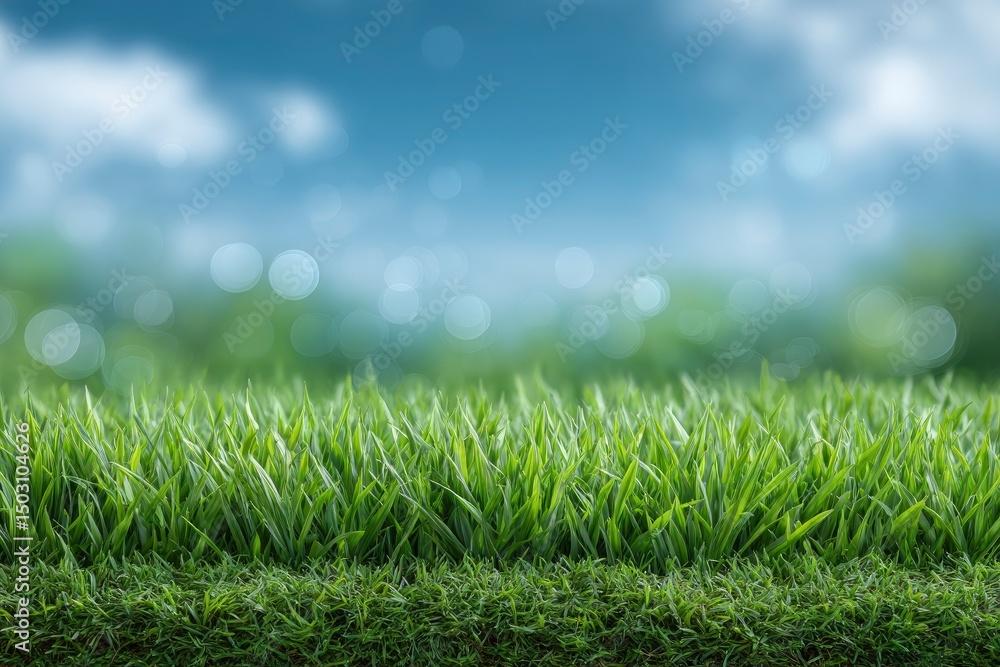 Fototapeta premium Lush Green Grass: Serene Meadow Landscape in a Dreamy Style