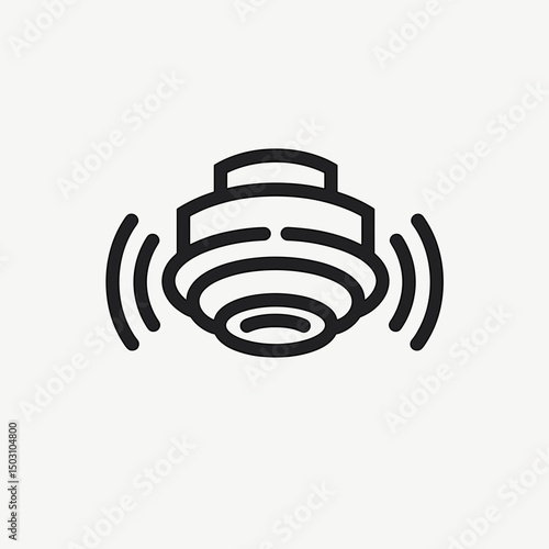 Smoke detector emitting signal in outline style for safety awareness