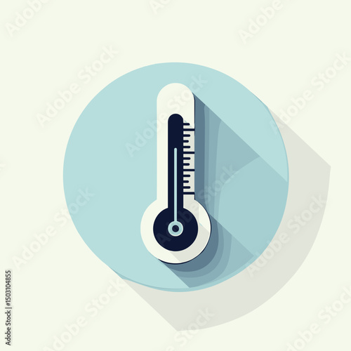 Thermometer icon in flat design on blue circle, for weather forecasts