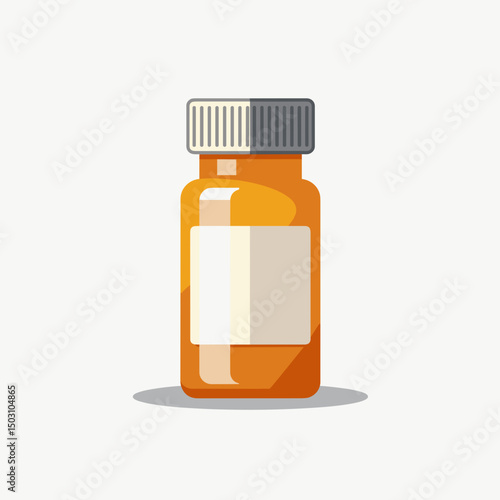 Pill bottle with blank label on white, for health concept, with copy space