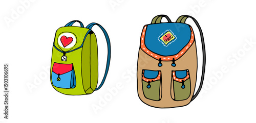 School backpacks set Colorful bags for primary school students
