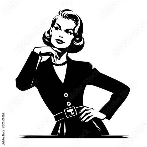 ポーズをとるレトロスタイルの女性
