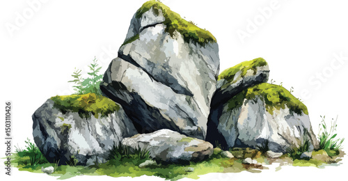  Wild Rock with Plants Game Object