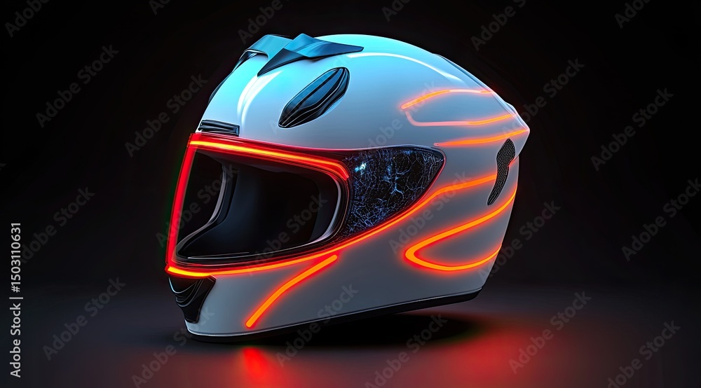 Fototapeta premium High-tech, glowing motorcycle helmet