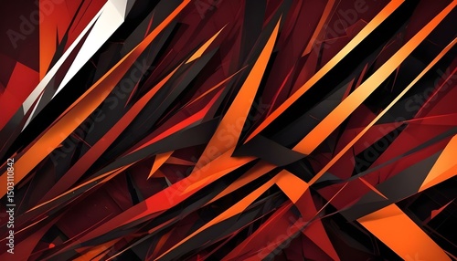 Wallpaper Mural An abstract geometric artwork showcasing dynamic interplay of red, orange, and black shapes. Torontodigital.ca