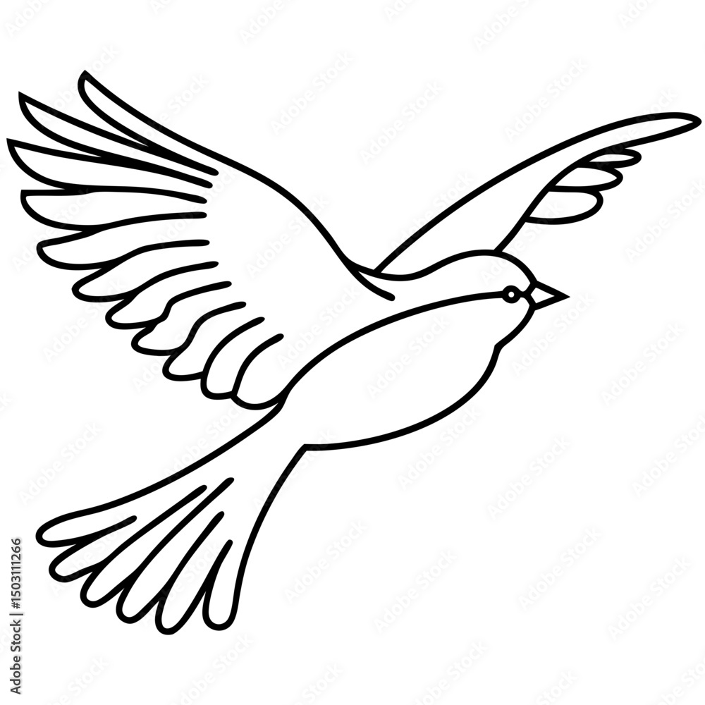 Obraz premium Bird in flight, line art illustration, monochrome, for design projects