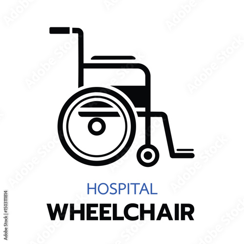 The image displays a recognizable symbol of a wheelchair, typically used to assist individuals with mobility issues within a healthcare setting.