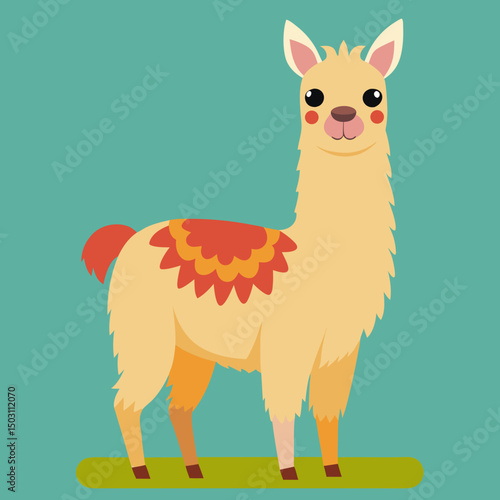 cute cartoon llama vector