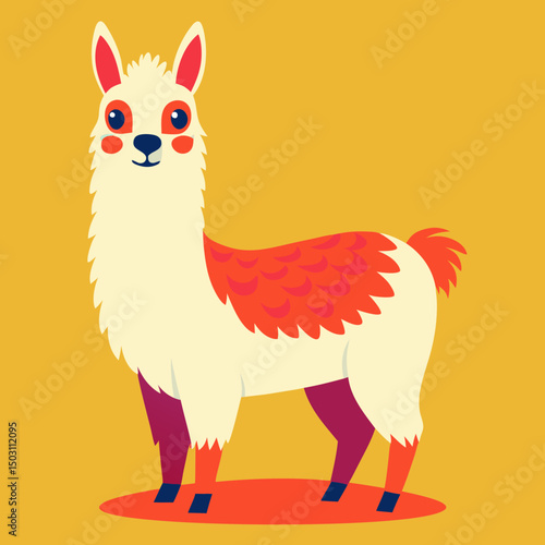 cute cartoon llama vector