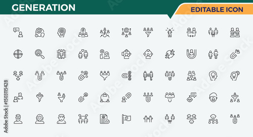 Generation icon collection. Family Member line icon set. Vector icons collection. Includes thin line symbols family, man, family member, person. Pixel perfect. Editable vector.